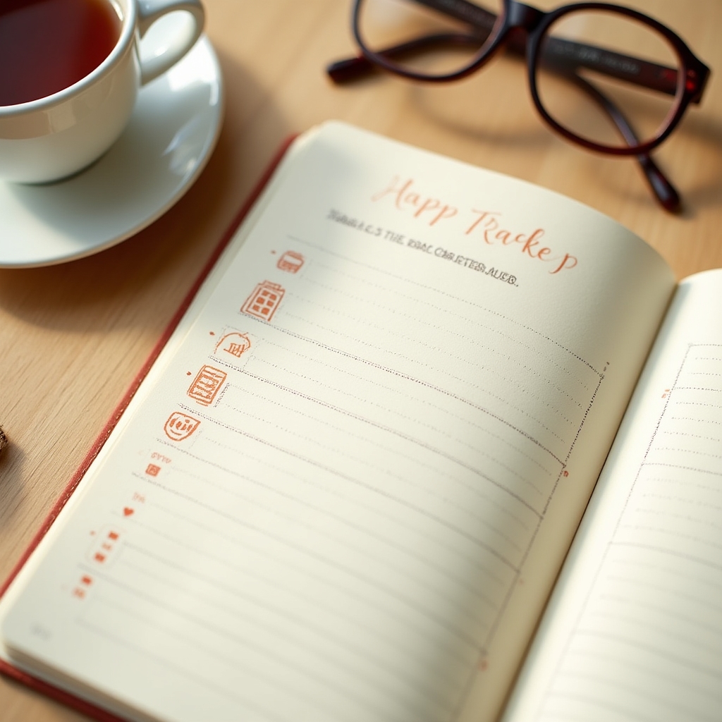 Cuaderno de seguimiento de hábitos abierto sobre un escritorio